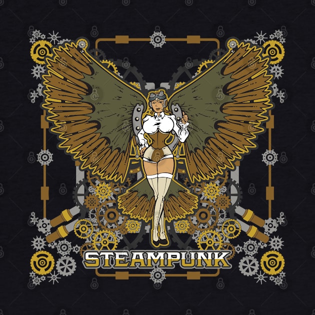 Steampunk Woman Mechanical Wings by RadStar